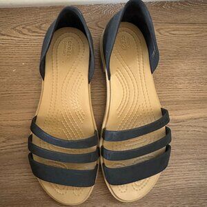 Crocs Black Strappy Flat Sandals Size 6